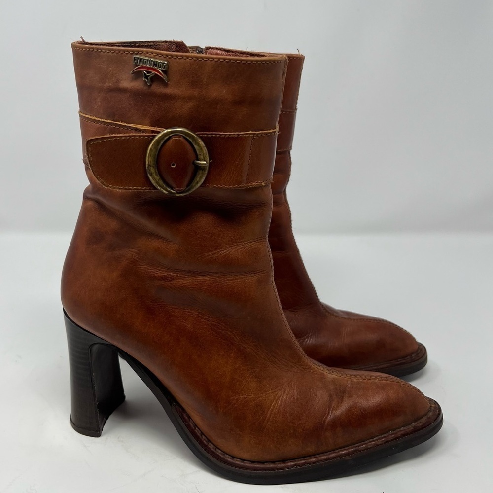 Pikolinos Brown Buckle Leather Boots Size 7